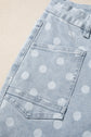 Polka Dot Denim Raw Hem Barrel Jeans