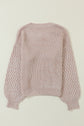 Parchment Cable Knit Sleeve Drop Shoulder Sweater
