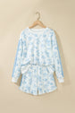 Floral Striped Side Detail Ruffle Hem Top & Shorts Set